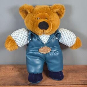 Elvis Presley Teddy Bear Plush Blue Jumpsuit TCB Buckle Brown Gold Excellent